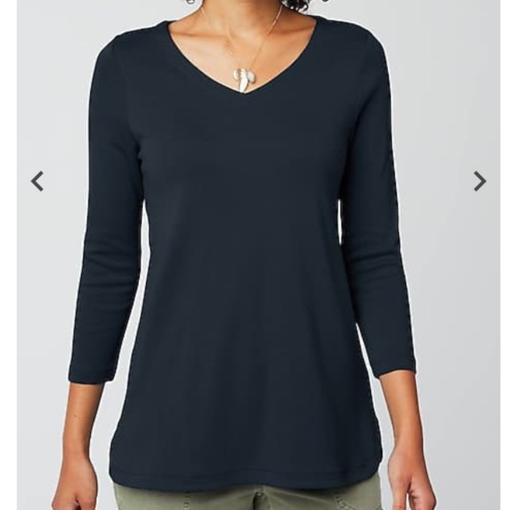 J.Jill XL Navy Pima 3/4-Sleeve V-Neck Tee New No Tag